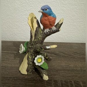Vintage Colorful Porcelain Bird Figurine on Branch